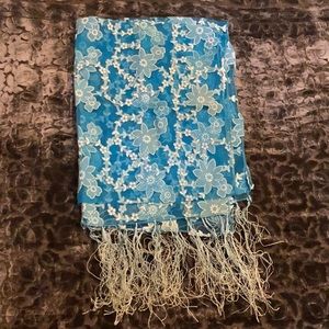 Blue Flower Sheer Shawl
